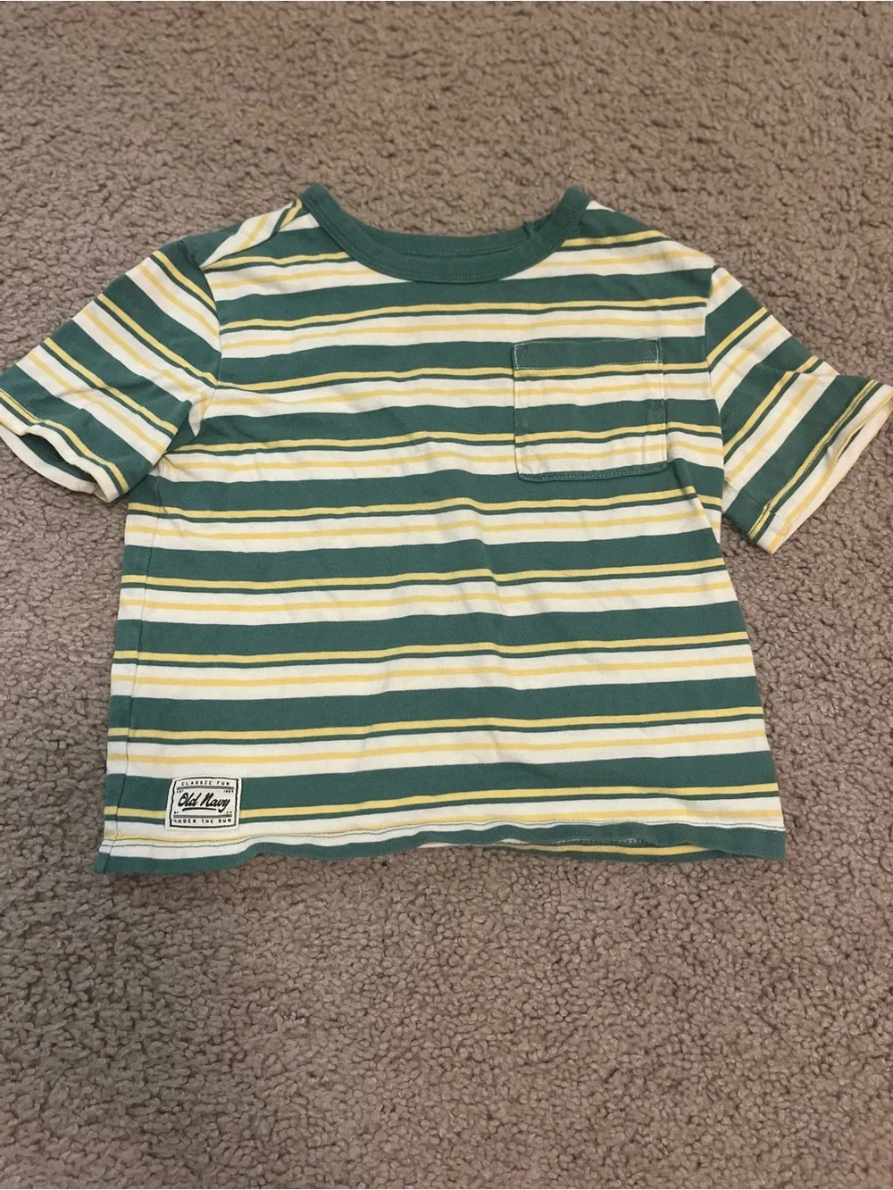 Old Navy Green & Yellow Striped Pocket Tee - Toddler